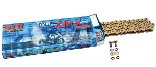 LANAC DID 520 ZVMX / X-RING ZLATNI / OTVOREN SA SPOJNICOM / 110 LINKOVA <BR>* ZA MOTOCIKLE DO 1200 CCM