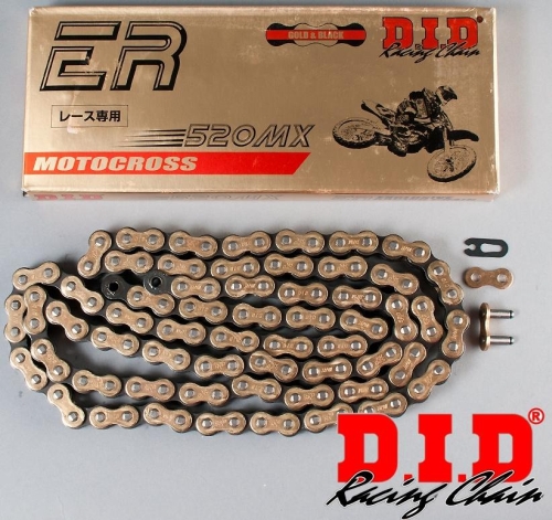 LANAC DID 520 MX / BEZ O-RINGA ZLATNI / OTVOREN SA SPOJNICOM / 112 LINKOVA <BR>* ZA ULTRA CROSS DO 500 CCM