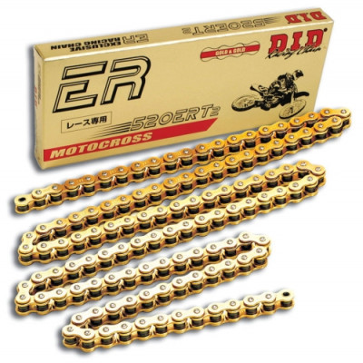 LANAC DID 520 ERT2 / BEZ O-RINGA / ZLATNI / OTVOREN SA SPOJNICOM / 116 LINKOVA <BR>* ZA MOTOCROSS DO 450 CCM