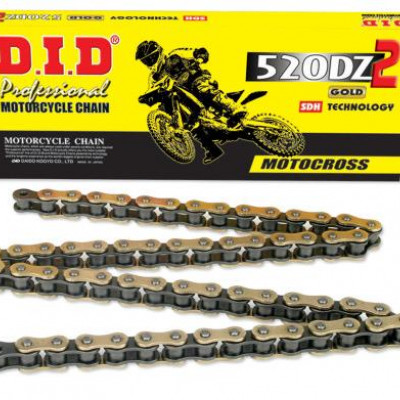 LANAC DID 520 DZ2 G&B / BEZ O-RINGA / ZLATNI / OTVOREN SA SPOJNICOM / 114 LINKOVA <BR>* ZA MOTOCROSS DO 450 CCM