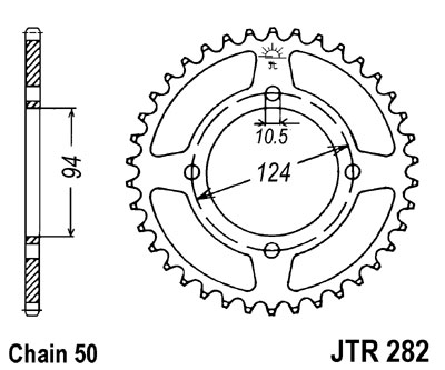 LANČANIK ZADNJI JT SPROCKETS JTR282 / 37 ZUBA