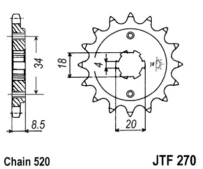 LANČANIK PREDNJI JT SPROCKETS 15 ZUBA (KORAK 520)