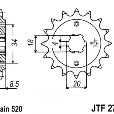 LANČANIK PREDNJI JT SPROCKETS 15 ZUBA (KORAK 520)