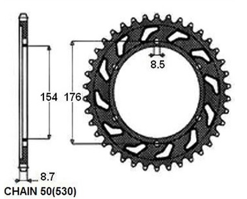 LANČANIK SUNSTAR 43Z VFR800 / 98-01 (1-5694-43) (ŠIFRA: JTR343.43)