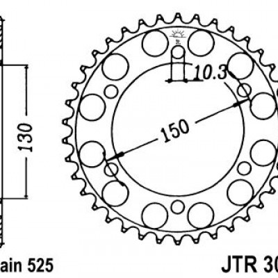 LANČANIK ZADNJI JT SPROCKETS JTR300 / 42 ZUBA