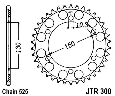 LANČANIK ZADNJI JT SPROCKETS JTR300BK / 48 ZUBA / CRNI