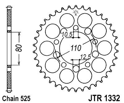 LANČANIK ZADNJI JT SPROCKETS  JTR1332 / 44 ZUBA