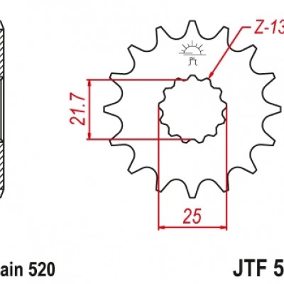 LANČANIK PREDNJI JT SPROCKETS JTF565 <br>* 15 ZUBACA