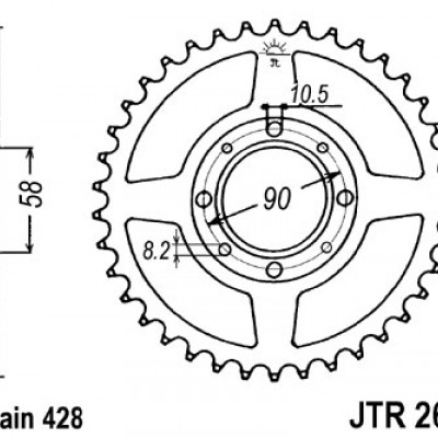 LANČANIK ZADNJI DAELIM, HONDA, KYMCO 43 ZUBA <br> JT SPROCKETS: JTR269.43
