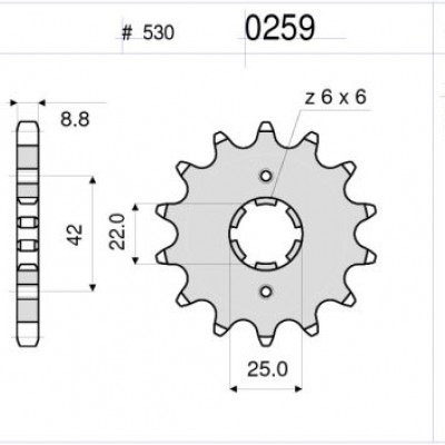 LANČANIK PREDNJI DID 0259 17Z CB250N,ND,CB400NA,CBX400F,CB450SC