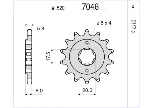 LANČANIK PREDNJI DID 7046 13Z