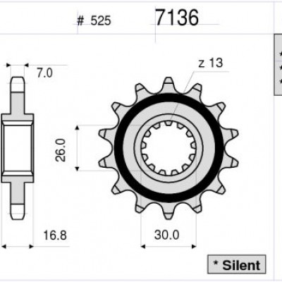 LANČANIK PR. DID 7136 16Z CB600F 07-11,CBF600N 08->,CBR600F 99->,CBR900RR 96-99,XL1000V 98->