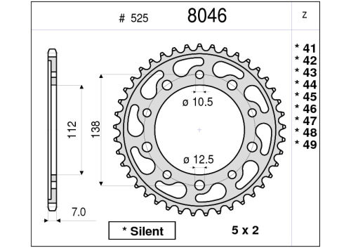LANČANIK ZAD. DID 8046 42Z CB600 97-06,CBF600N,S 08-10,VT750DC,CBR900RR 96-99