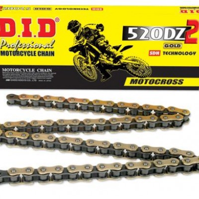 LANAC DID 520 DZ2 G&B / BEZ O-RINGA / ZLATNI / OTVOREN SA SPOJNICOM / 120 LINKOVA <BR>* ZA MOTOCROSS DO 450 CCM