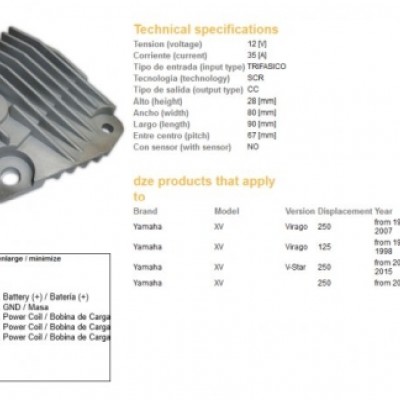 REGULATOR NAPONA DZE XV 125 VIRAGO 97-98, XV 250 VIRAGO 96-15