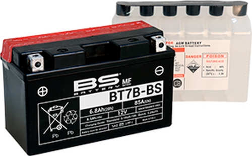 AKUMULATOR / BATERIJA "BS" YT7B-BS / BT7B-BS <br>* NAPON / KAPACITET / JAKOST: 12V / 6,8 AH /85 A <br>* DIMENZIJE: 150x65x93 mm