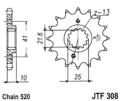 LANČANIK PREDNJI GUMIRANI 15 ZUBA HONDA NX650, FMX650, YAMAHA XT660 (JTF308.15RB)