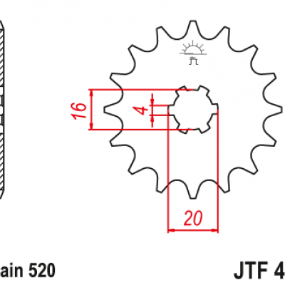 LANČANIK PREDNJI JT SPROCKETS JTF421 / 14 ZUBA  (LANAC 520)