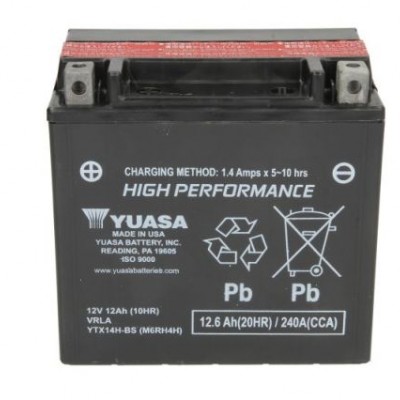 AKUMULATOR / BATERIJA YUASA YTX14H-BS 12V 12,6AH / 240A L+ (150x87x145 MM)