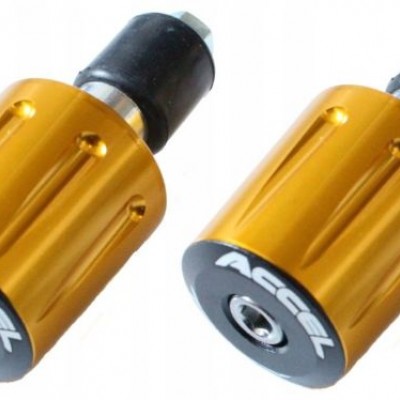 UTEZI ZA UPRAVLJAČ / VOLAN MOTOCIKLA PROMJERA 22 MM, MATERIJAL: ALUMINIJ, BOJA: ZLATNA <BR> (ACCEL: BEC14G)