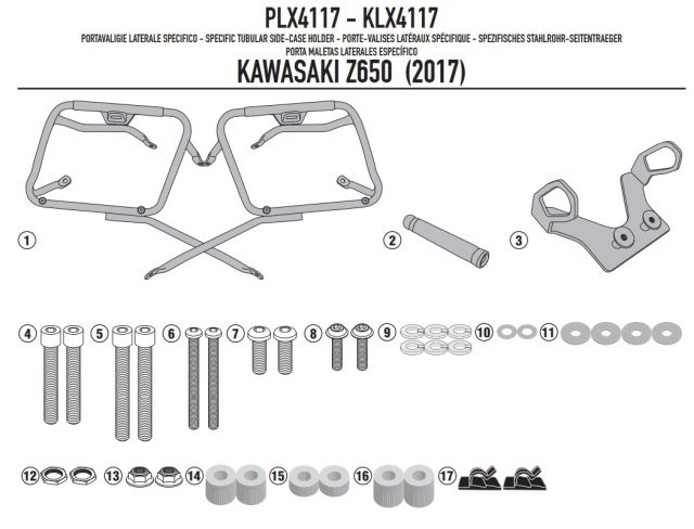 NOSAČI BOČNIH KOFERA KAWASAKI Z 650 / 2017-2019 (GIVI PLX4117)