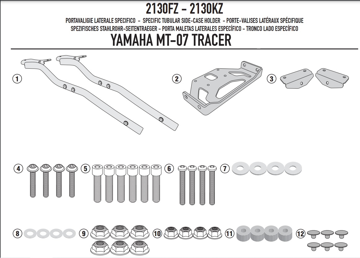 NOSAČ STRAŽNJEG (TOP CASE) KOFERA ZA MOTOCIKL YAMAHA MT-07 Tracer (2016-2019), Tracer 7 / Tracer 7 GT (2020-2024) <br> GIVI: 2130FZ
