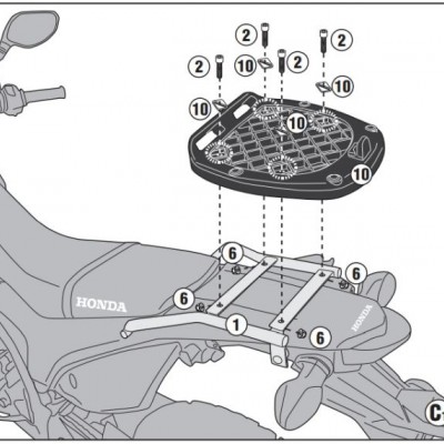 NOSAČ STRAŽNJEG KOFERA (BEZ PLOČE ZA KOFER) <br> HONDA CRF 250 L / CRF 250 RALLY 2017-2020 (SR1159 / KR1159)