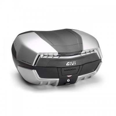 KOFER / TOP CASE GIVI MAXIA 5 TECH (58 LIT) MONOKEY, CRNI S ČETIRI POKLOPCA OBOJENA ALUMINIJSKIM EFEKTOM I PROZIRNIM REFLEKTOROM / KATADIOPTEROM <br> (V58NT)