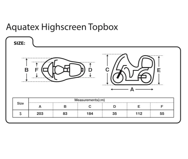 PREKRIVAČ / POKRIVALO / NAVLAKA / CERADA VODONEPROPUSNA ZA SKUTERE S VISOKIM VJETROBRANOM (VIZIROM) I KOFEROM / OXFORD AQUATEX VELIČINA (S) CV217
