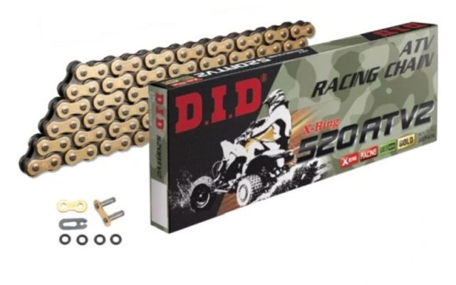 LANAC DID 520ATV2 X-RING 98 LINKOVA ZLATNI SA SPOJNICOM S OSIGURAČEM <BR> ZA ATV / QUAD VOZILA