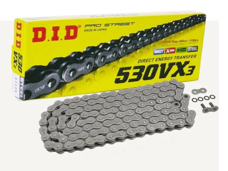 LANAC DID 530VX3 X-RING 110 LINKOVA SA SPOJNICOM NA ZAKIVANJE (ZA MOTOCIKLE DO 1100 CCM)