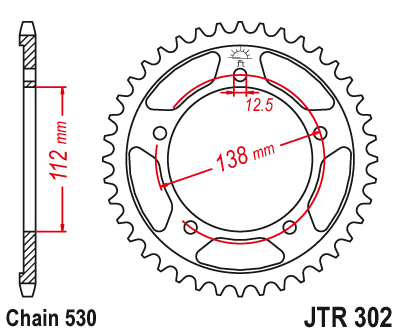 LANČANIK ZADNJI 41 ZUB HONDA CBF1000, VTR1000F <br> JT SPROCKETS: JTR302.41