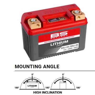 AKUMULATOR / BATERIJA LITIJ-ION (LIFEPO4) 12V 280A 48WH 4AH <br> (YTZ10S / YT12B-4 / YT14B-4 / YT12B-BS / YTX14AH-BS / YT14B-BS) BS BATERY: BSLI-04/06