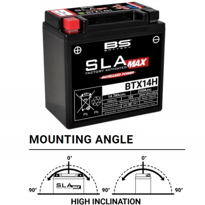 AKUMULATOR / BATERIJA (YTX14H / YTX14H-BS) TVORNIČKI AKTIVIRAN BEZ ODRŽAVANJA  (AGM/SLA/VRLA TEHNOLOGY) <br> BS BATTERY: BTX14H
