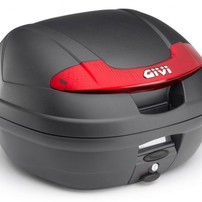 KOFER STRAŽNJI, CENTRALNI ZA MOTOCIKL, SKUTER, 34 LITRE, MAT CRNI, CRVENI KATADIOPTERI, S MONOLOCK PLOČOM, GIVI E340 VISION (E340N)