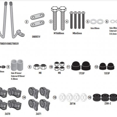 KIT ZA MONTAŽU VJETROBRANA / VIZIRA GIVI 1193A I KAPPA 1193AK <br> (A1193AK) GIVI: A1193A
