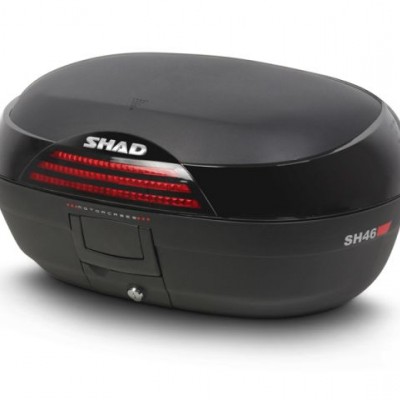 KOFER ZA MOTOCIKL / SKUTER (TOP CASE) 46 LIT, S PLOČOM ZA MONTAŽU, MAT CRNI S CRVENIM KATADIOPTERIMA <br> SHAD SH46 (D0B46200)