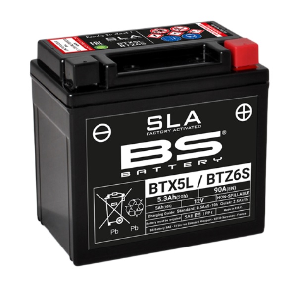 AKUMULATOR / BATERIJA BTX5L / BTZ6S (YTX5L-BS) TVORNIČKI AKTIVIRAN BEZ ODRŽAVANJA (AGM/SLA/VRLA TEHNOLOGY) <br> BS BATTERY: BTX5L