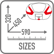 KOFER / KOVČEG (TOP CASE) 47 LIT MAT CRNI S CARBON LOOK POKLOPCEM, CRVENI KATADIOPTERI, MONOKEY <br> GIVI: V47NN