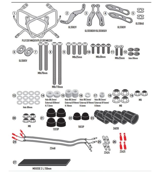 NOSAČI / DRŽAČI BOČNIH KOFERA ZA MOTOCIKL HONDA XL 750 TRANSALP 2023-2026 <br> (KLO1201MK) GIVI: PLO1201MK