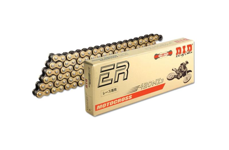 LANAC DID 420 NZ3 BEZ O-RINGA, ZLATNO-CRNI, S RASTAVLJIVOM SPOJNICOM, ZA MOTOCROSS MOTOCIKLE OD 80-150 CCM, DUŽINA 140 LINKOVA <br> DID420NZ3.140