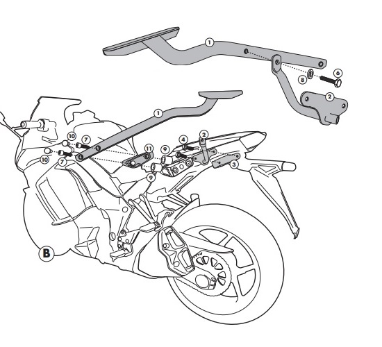 NOSAČ STRAŽNJEG, CENTRALNOG, (TOP CASE) KOFERA ZA MOTOCIKL KAWASAKI Z1000 SX (2011-2019) GIVI: 4100FZ
