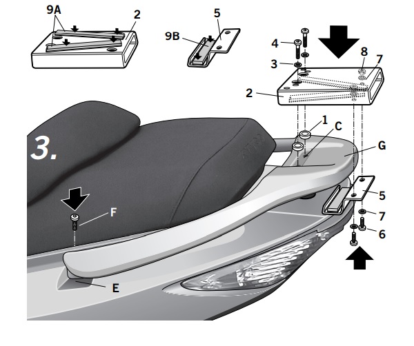 NOSAČ KOFERA ZA SKUTER KYMCO XCITING 250 / XCITING 500 (SHAD: K0XC55ST)