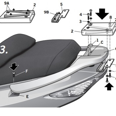 NOSAČ KOFERA ZA SKUTER KYMCO XCITING 250 / XCITING 500 (SHAD: K0XC55ST)