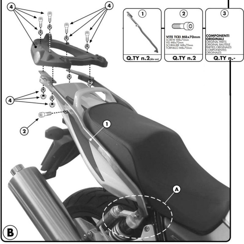 NOSAČ (DRŽAČ) STRAŽNJEG (CETRALNOG) KOFERA ZA MOTOCIKL HONDA CB 1300 / CB 1300 SA (2003-2009) <br> (KZ259) GIVI: 259FZ