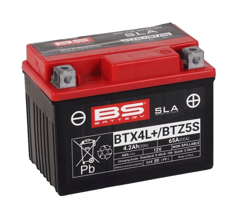 AKUMULATOR / BATERIJA (YT4L-BS / YTX4L-BS / BTZ5S / YTZ5S) 12V 4,2AH 65A, AGM, SLA, VRLA TVORNIČKI FORMIRAN, BEZ ODRŽAVANJA <br> BS BATTERY: BTX4L+