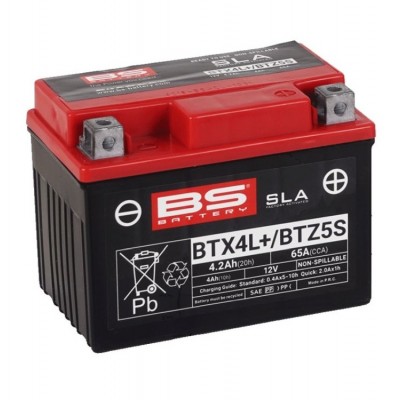 AKUMULATOR / BATERIJA (YT4L-BS / YTX4L-BS / BTZ5S / YTZ5S) 12V 4,2AH 65A, AGM, SLA, VRLA TVORNIČKI FORMIRAN, BEZ ODRŽAVANJA <br> BS BATTERY: BTX4L+